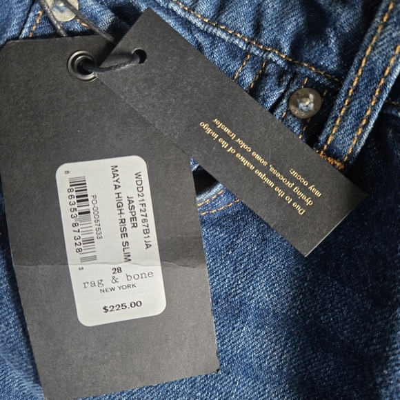New Rag & Bone Maya High Rise Slim Jeans in Jasper Women's Size 28 NWT - Picture 6 of 6